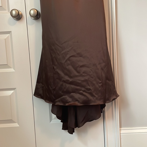 Kiss Kiss formal wear brown satin beaded, mermaid tail gown - Picture 3 of 7